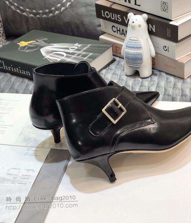 DIOR女鞋 迪奧J’ADIOR SWING高跟尖頭皮帶扣短靴 Dior真皮五金扣皮鞋  naq1328